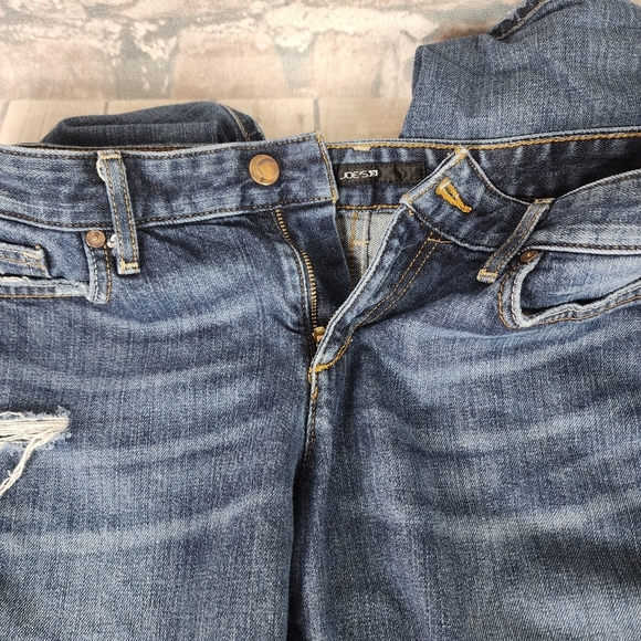 Joes Jeans Ex-Lover Destroyed Distressed Cropped Medium Blue Gemma Wash Size 30 - Picture 7 of 16